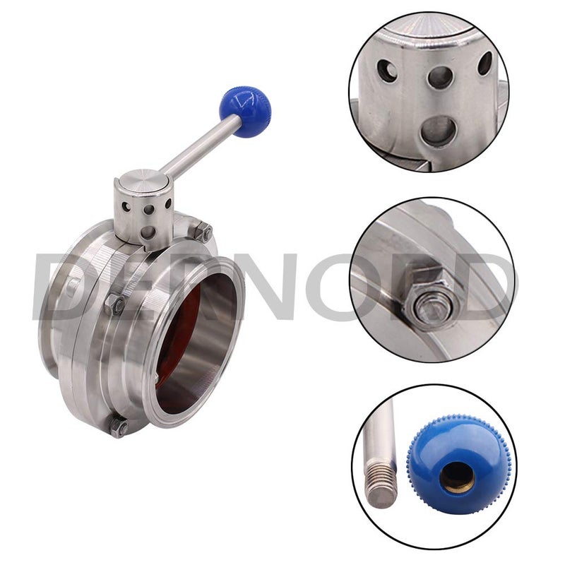 DERNORD Sanitary Butterfly Valve with Pull Handle Stainless Steel 304 Tri Clamp Clover (4" Tube OD) - Image 4